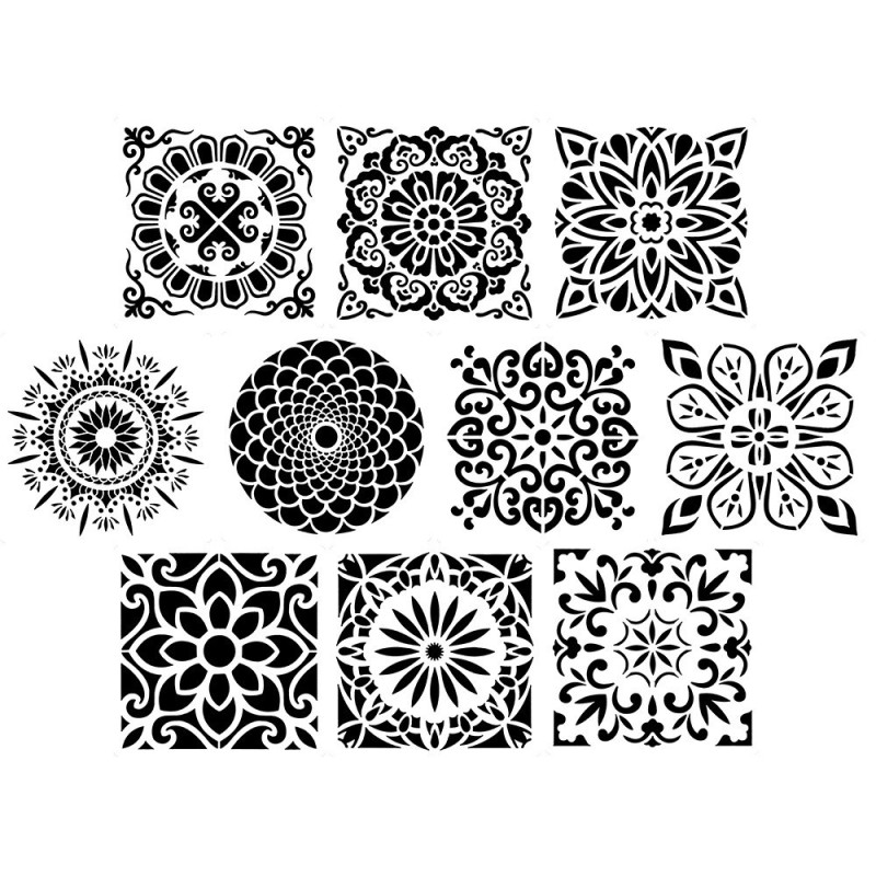 Szablony 15 x15 cm, ornamenty, 10 sztuk.