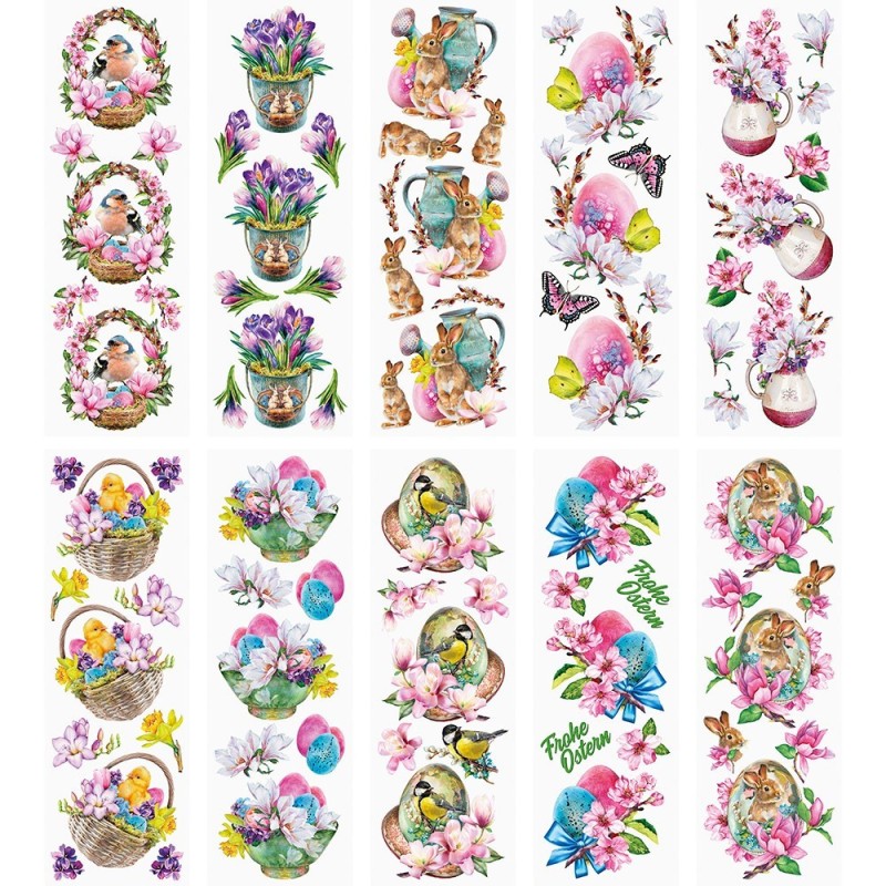 Naklejki transparentne, Wielkanoc, 10 arkuszy 10x30 cm