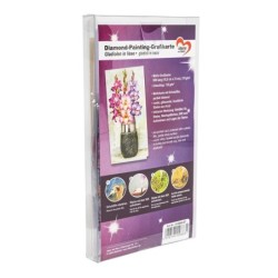 Diamond painting kartka okolicznościowa, Mieczyki w wazonie 10,5 x 21 cm