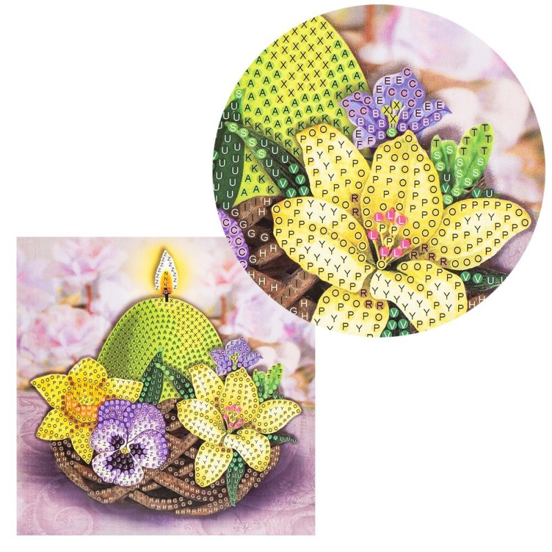 Diamond painting, kartka Świeca, cyrkonie akrylowe, 16x16 cm