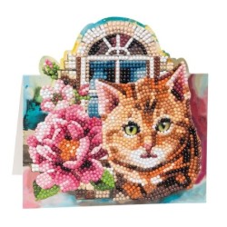 kartka z haftem diamentowym Kot
