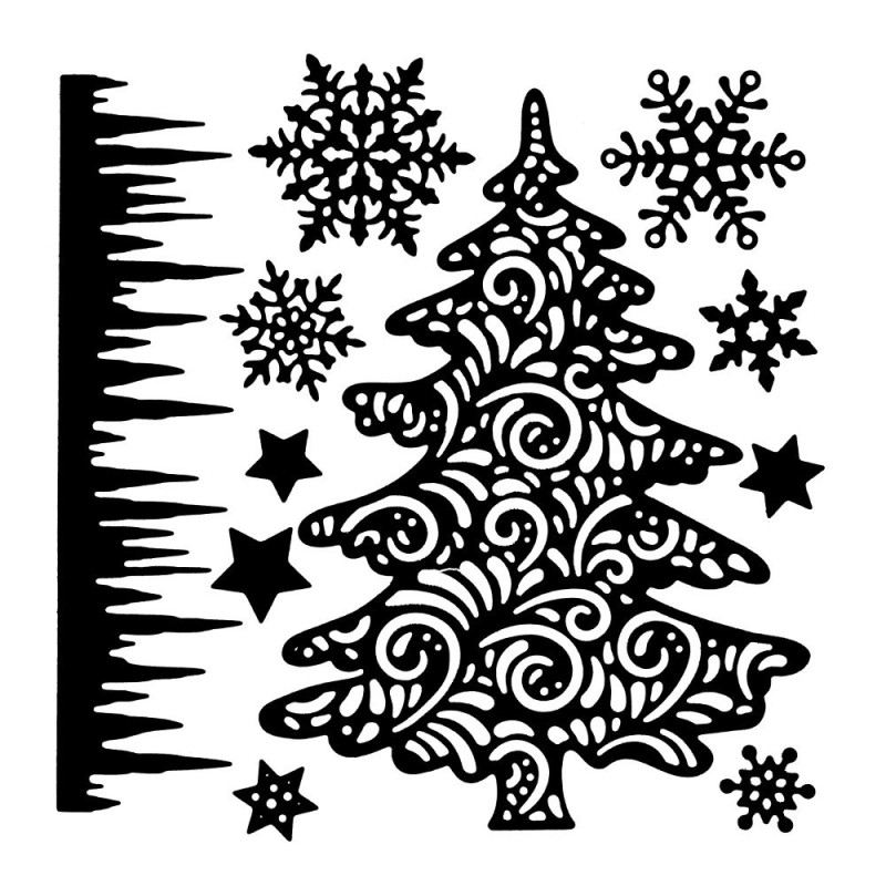 Wykrojnik do papieru, Choinka, śnieżynki, sople, 11 sztuk
