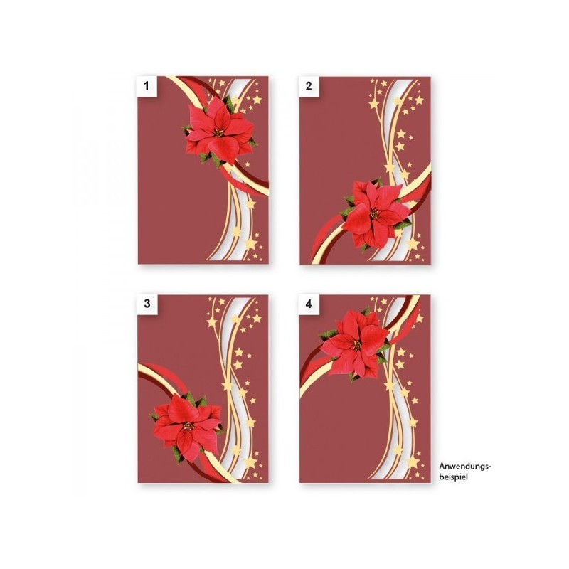 Motywy 3D Świąteczne kwiaty, rozm. 8,5 x10,5 cm, 10 szt