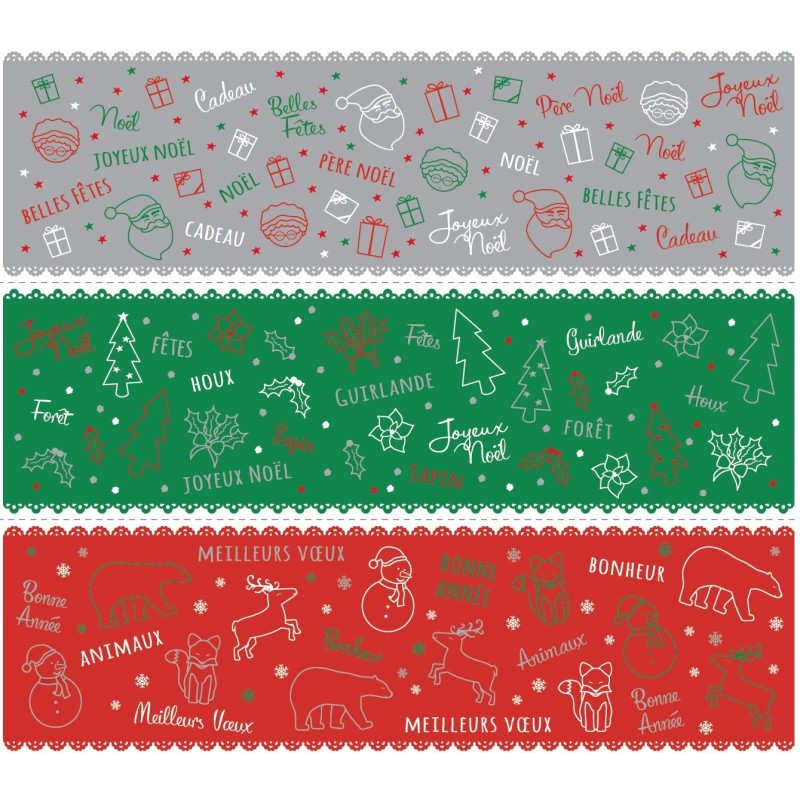 ozdobna folia prezenty i mikołaje 8 cm