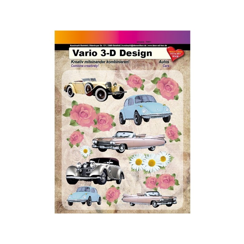 Naklejki 3 D auta rozm. 20x17 cm