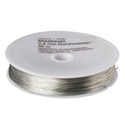 Drut metalowy w rolce, 0,4 mm x 50 m, srebrny
