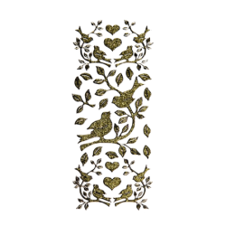 Naklejka brokatowa ptaszki, złoto