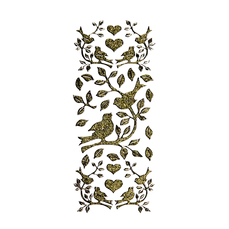 Naklejka brokatowa ptaszki, złoto