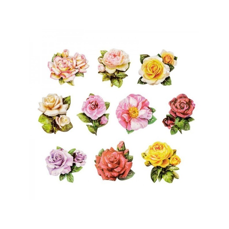 Motywy 3d, Róże w ogrodzie, rozm. 7-8,5 cm, 10szt