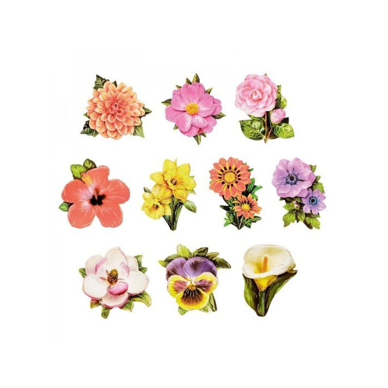 Motywy 3d, Kwitnące kwiaty, rozm. 7-8,5 cm, 10 szt