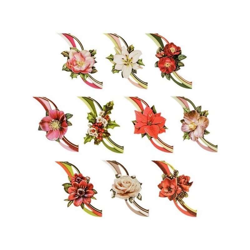 Motywy 3D Świąteczne kwiaty, rozm. 8,5 x10,5 cm, 10 szt