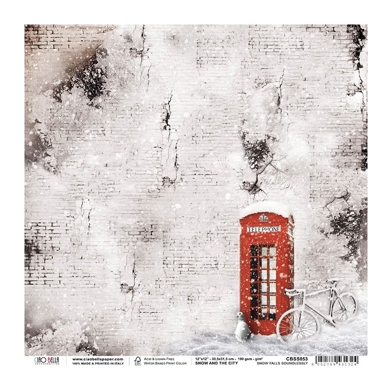 Ciao Bella, arkusz papieru, Snow and the City 30,5 x30,5 cm