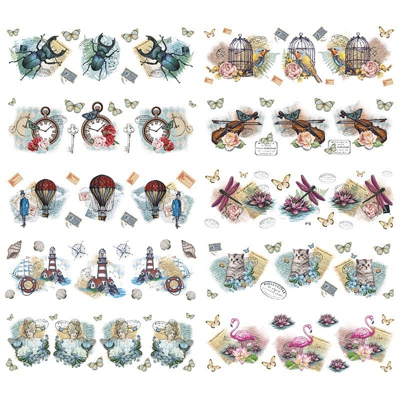 Naklejki transparentne Nostalgia 10 arkuszy, 10 x30 cm