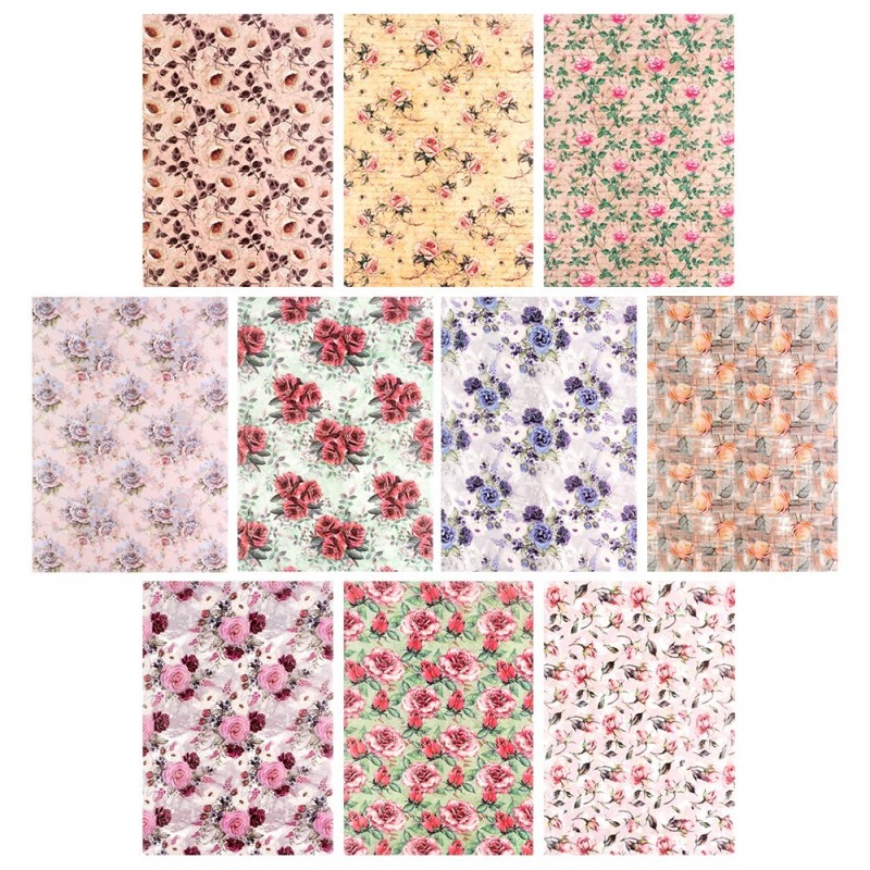 Papier transparentny deluxe A4, róże, 10 szt