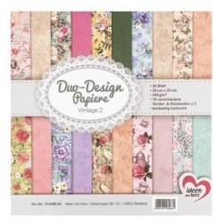Zestaw papierów Vintage 2, 20 kartek, 25x25 cm