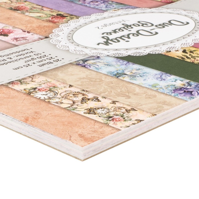 Zestaw papierów Vintage 2, 20 kartek, 25x25 cm