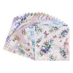 Zestaw papierów kwiaty i motyle 20 kartek, 25x25cm