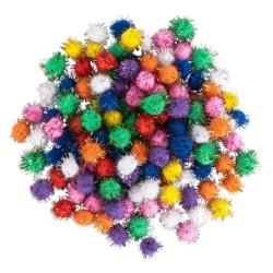 Pompony dekoracyjne z lametą 100 szt