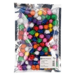 Pompony dekoracyjne z lametą 100 szt