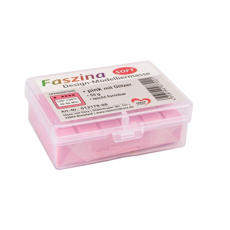 Modelina termoutwardzalna, Faszina Soft 55g, róż z brokatem