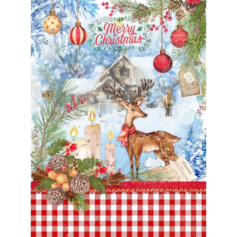 Papier ryżowy świąteczny Cadence, sarenka A3