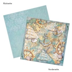 Zestaw papierów motywy morskie, 20 kartek, 25x25cm