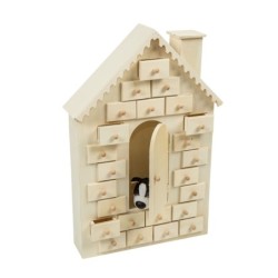 Kalendarz adwentowy drewniany domek 42x27x6,5cm