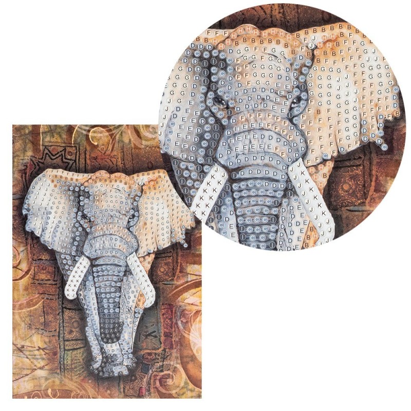 Diamond painting, kartka okolicznościowa, Słoń 11,5 x 16,5 cm