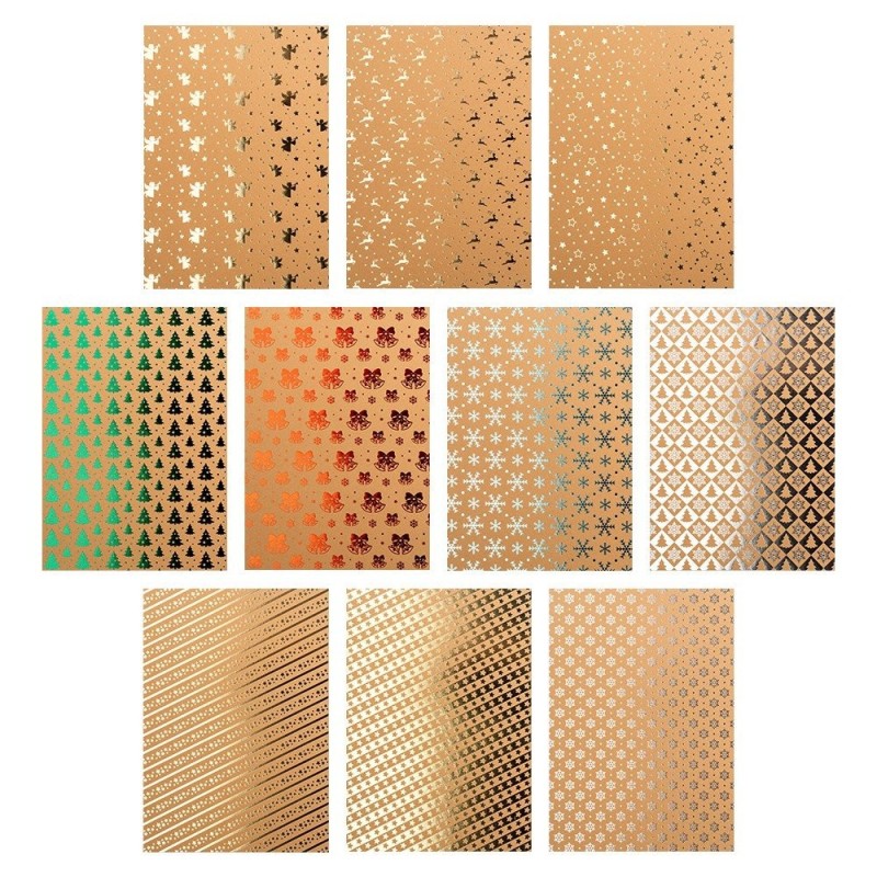 Papier dekoracyjny świąteczny A4, 10 kartek, 250g/m