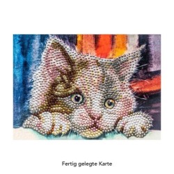 Diamond painting, kartka z kotem, rozm. 16,5cm x 11,5cm