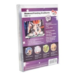 Diamond painting, kartka z kotem, rozm. 16,5cm x 11,5cm