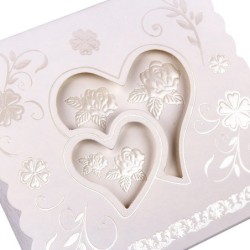 Pudełka ozdobne w serca, białe, rozm. 7,5x7,5x3,8cm, 10sztuk