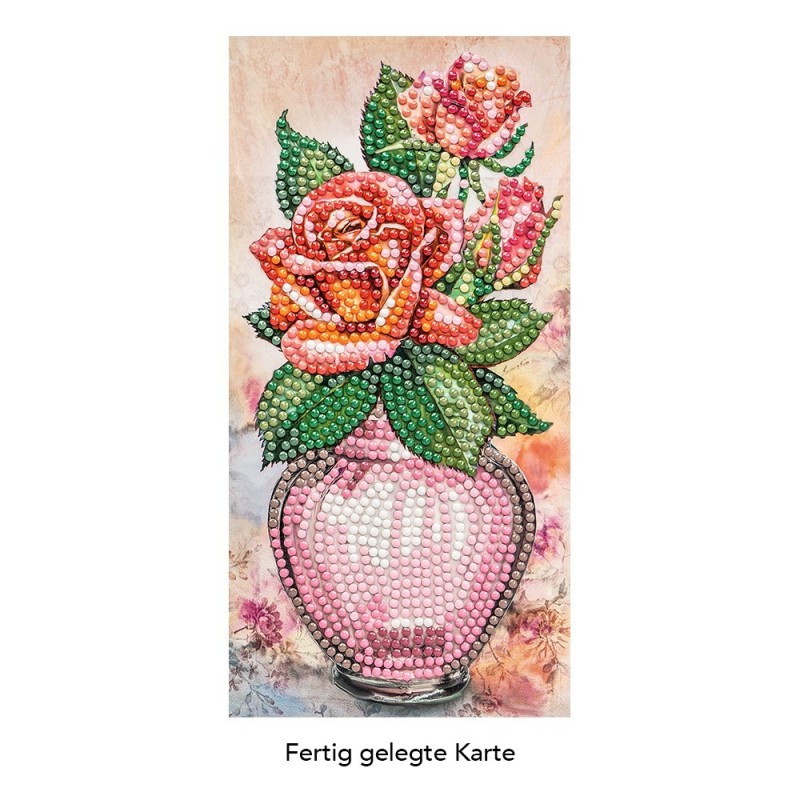 Diamond painting, kartka okoliczościowa, róże, rozm. 10,5x21cm