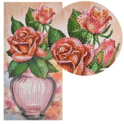 Diamond painting, kartka okoliczościowa, róże, rozm. 10,5x21cm