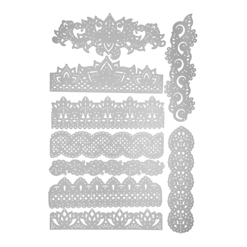 Wykrojnik do papieru, Ornamenty i Kwiat Lotosu, 9szt