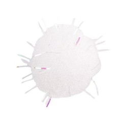 Pompony dekoracyjne, białe z lametą, 150szt., 1,5cm