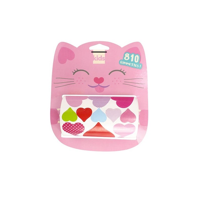 Naklejki Serca na rolce, 810 sztuk, rolka 5m