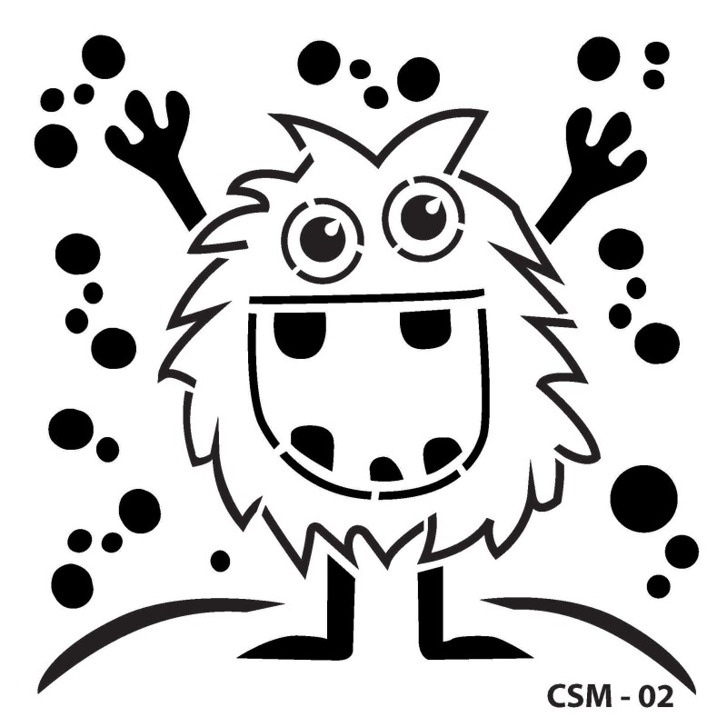 Szablon do malowania dla dzieci, Potworek 02, rozm. 15x15 cm