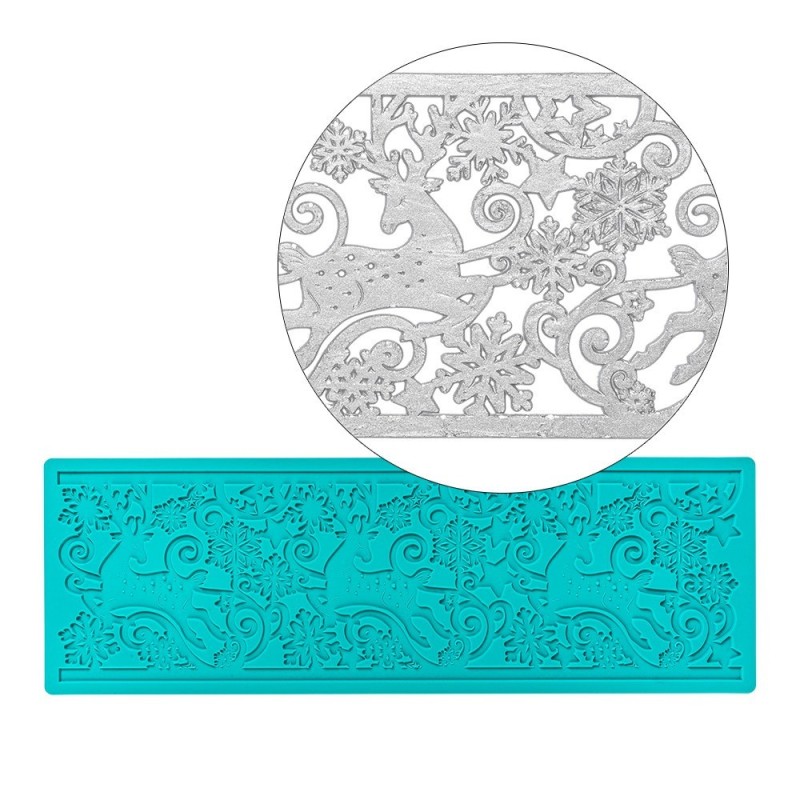 Foremka silikonowa, Renifery w śniegu, rozm. 30x10x0,2 cm