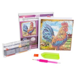 kartka diamond painting z kogutem