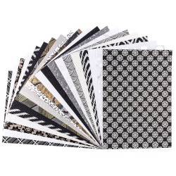 Papier ozdobny India, rozm. A4, srebrny/biały/czarny, 20 arkuszy