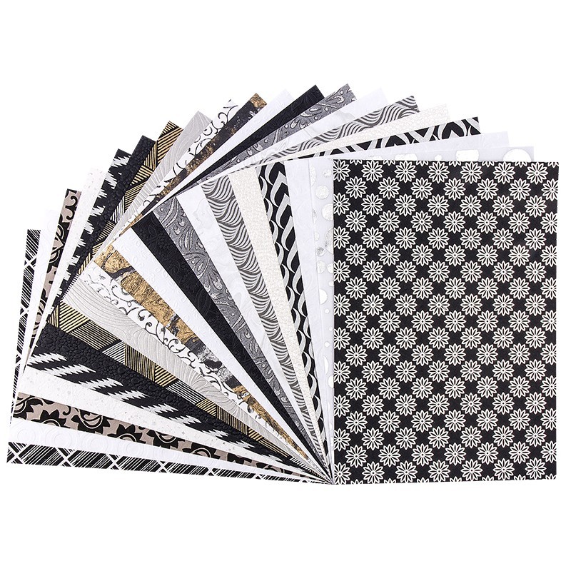 Papier ozdobny India, rozm. A4, srebrny/biały/czarny, 20 arkuszy