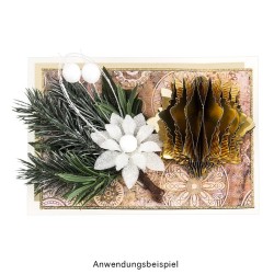 Gałązka jodły dekoracyjna z kwiatem, 16 cm długości