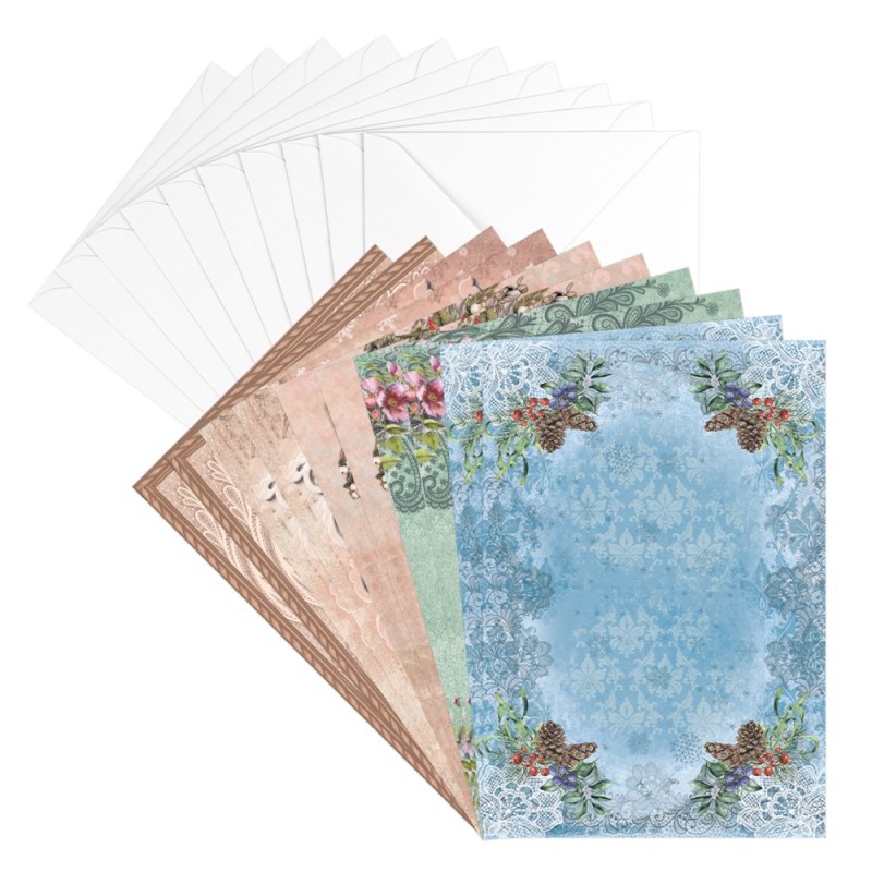 Kartki z motywami, Świąteczna koronka, 5 wzorów, zestaw 20 sztuk