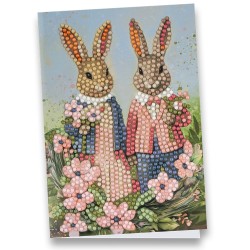 kartka z haftem diamentowym, Zajączki,