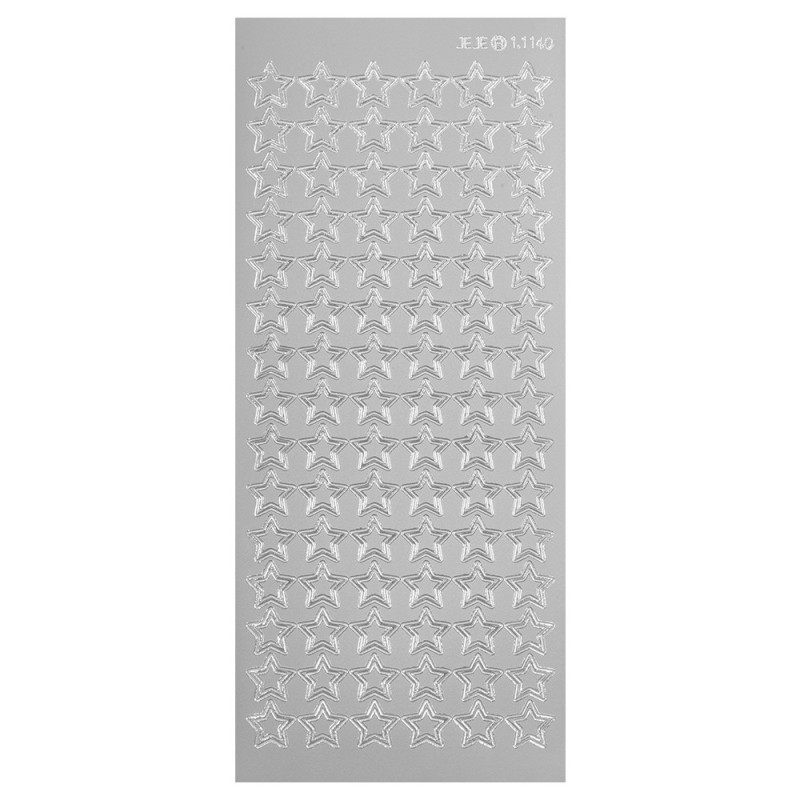 Naklejka ażurowa, sticker, Gwiazki, srebrne, rozm. 10x22cm