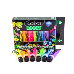 Farby akrylowe fosforyzujące dla dzieci Cadence KOOKY 6x15ml