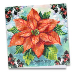 Kartka okolicznościowa z diamentowym malowaniem – Poinsecja rozm. 16 x 16 cm