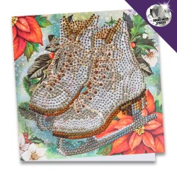 Diamentowa kartka – Łyżwy, 16 × 16 cm, 370 g/m², w zestawie koperta i narzędzia