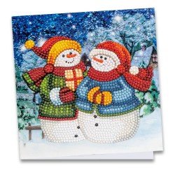 Diamond painting, kartka z Bałwankami, rozm. 16x16 cm z narzędziami